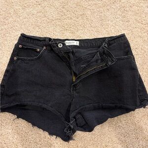 Abercrombie & Fitch Black Raw-Hem Denim Shorts